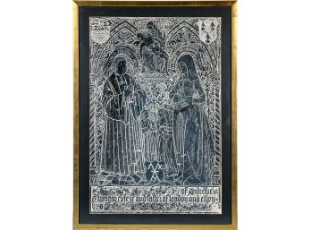 Print Of Brass Rubbing 'Andrew Evyngar, Elyn, And Children'