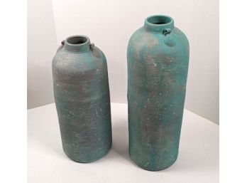 2 Large Signed Handsome Ceramic Vases