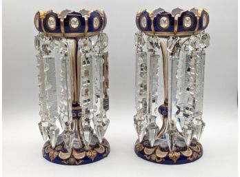 Elegant Pair Of Antique Mantle Crystal Lusters