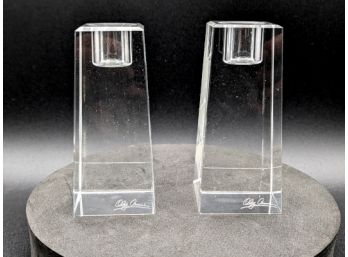 Oleg Cassini Kelly 4-Inch Crystal Candlesticks - Modern Yet Classic