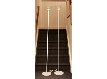 Set Of 2 Frosted Glass Trumpet Floor Lamps