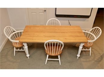 Country Style Solid Wood Table With Four Chairs