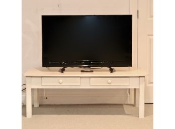 Sharp 42' Flatscreen TV And Antique White Distressed Wood Table