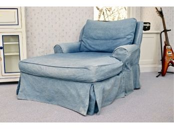 Mitchell Gold Chaise Lounge Sofa With Denim Covers