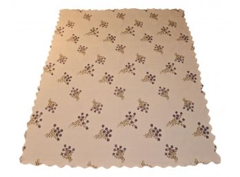 Vintage Floral Embroidery Designed Blanket With Scallop Edges