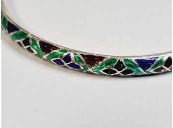 Colorful Enamel Sterling Silver Bangle Bracelet (new)