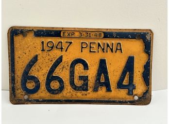 1947 Pennsylvania License Plate