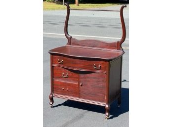 Antique Victorian Mahogany Washstand With Towel Rack C. 1910