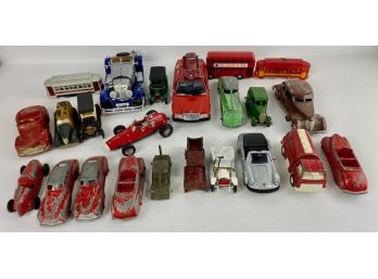 Large Lot Of Vintage Die Cast Toy Cars & Busses (23)