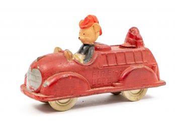 1940's Sun Rubber Co. Disney Mickey Mouse In Fire Car