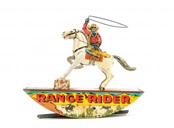 Mar Tin Litho Lone Ranger & Silver Mechanical  Wind-Up Toy