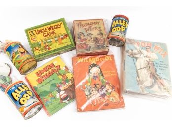 A Group Of Vintage/Antique Games And 3 Children's Books