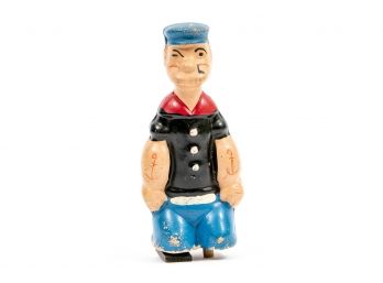 Antique Hard Rubber Popeye Figure With Wood Feet