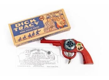 Vintage Marx Dick Tracy Siren Pistol With Original Box