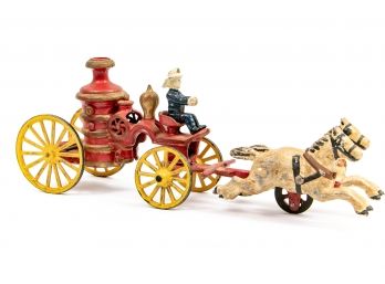 Vintage Cast Iron Toy Fire Pump Wagon