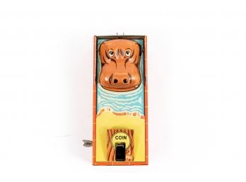 1950's Yone Japan Tin Wind-up Mechanical Hippo Bank