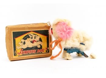 Vintage Fur Covered 'Jumping Dog' Wind Up Toy