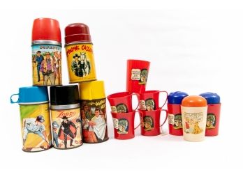 Group Of Vintage Character Cups & Thermos