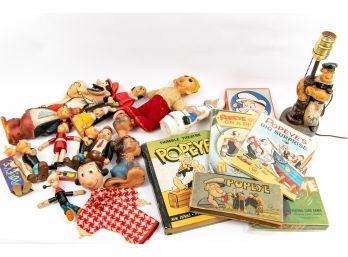 A Large Collection Of Vintage Popeye Toys & Books