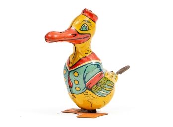 Vintage J. Chein Tin Litho Waddling Duck Wind Up Toy