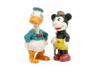 Vintage Donald Duck & Mickey Mouse Porcelain Figures