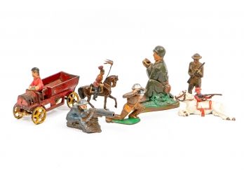 Group Of Cast Iron And Cast Aluminum Toy Soldiers