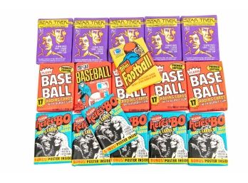 17 Packs Of Unopened Baseball, Star Trek, Bo Derek And Football Cards