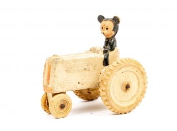 Vintage Sun Rubber Co. Mickey Mouse On Tractor, 1930's