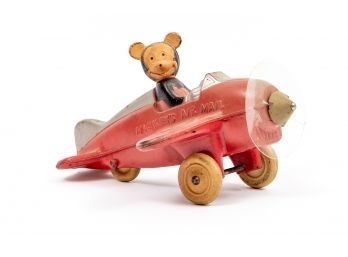 Vintage 1940's Hard Rubber Disney's Mickey Mouse Air Mail Toy Airplane Plane