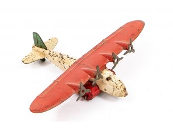 Vintage Tin Litho Red & White Plane