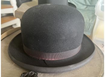 19th Century Vintage Felted Wool Derby/bowler Hat