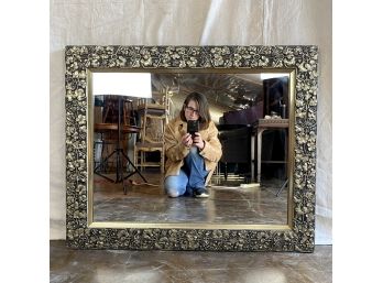 Lovely Floral Framed Mirror With Geometric Pattern