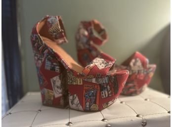 Jefferey Campbell Chunky Heels - Cartoon Panel Size 8.5