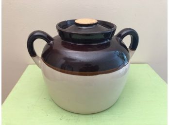 Vintage U.S.A. Stoneware Double Handled Crock Pot