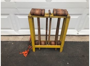 Antique Wooden Croquet Set