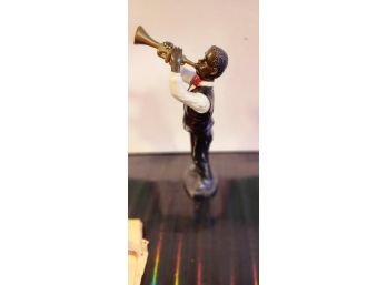 Vintage Metal Black American Jazz Musician Statue