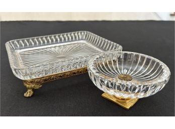 Vintage French Gilt Bronze Mounted Crystal