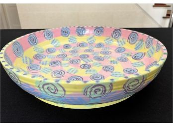 Oversized Painted Shallow Bowl