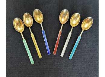 Vintage Meka Sterling Enamel Demitasse Spoons