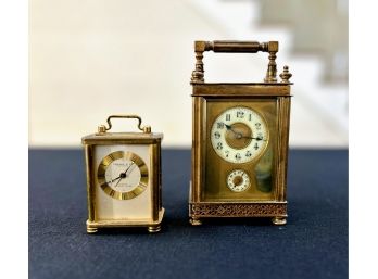 Vintage Tiffany & Co. Brass Carriage Clock & Traveling Alarm Clock