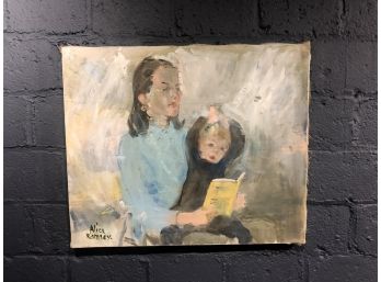 Vintage Oil On Canvas Of Mother And Child By Alice Ramsey
