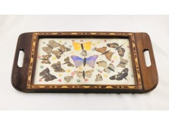 RARE Vintage Joaquim Pereira Butterfly In-lay Serving Tray - Galeria Florida
