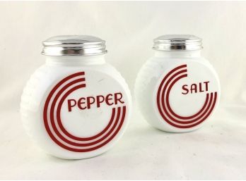 RARE Vintage Anchor Hocking Milk Glass Salt And Pepper Shakers