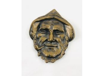 Rare Vintage Bronze Fisherman Ash Tray Or Coin Dish