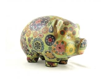 LARGE Vintage Hand Painted Piggy Bank