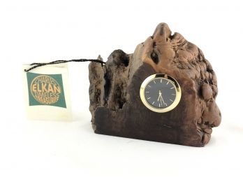 Vintage Charles Elkan Timeless Treasures Live Edge Wood Clock