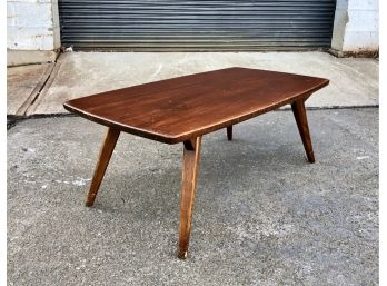 Mid Century Modern Oak Coffee Or Cocktail Table With X-shape Base