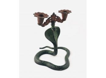 Unique Hand Painted Iron Cobra Candle Holder