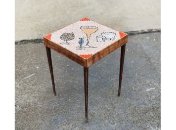Mid Century Modern Mosaic Top Side Or Drink Drop Table