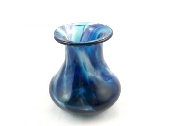 RARE Hartley, Wood, And Co Blue Streak Glass Vase - Made In Endland